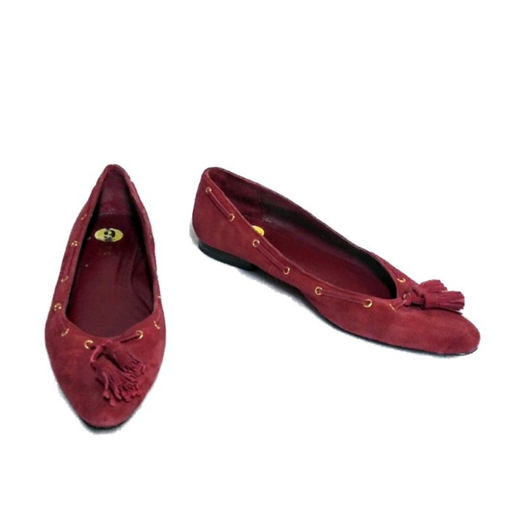 Lauren RL Red Suede Pointed Toe Flat Sz 9